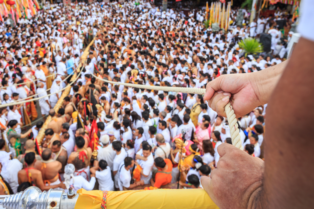 A fiery procession during Phuket’s vegetarian festival 