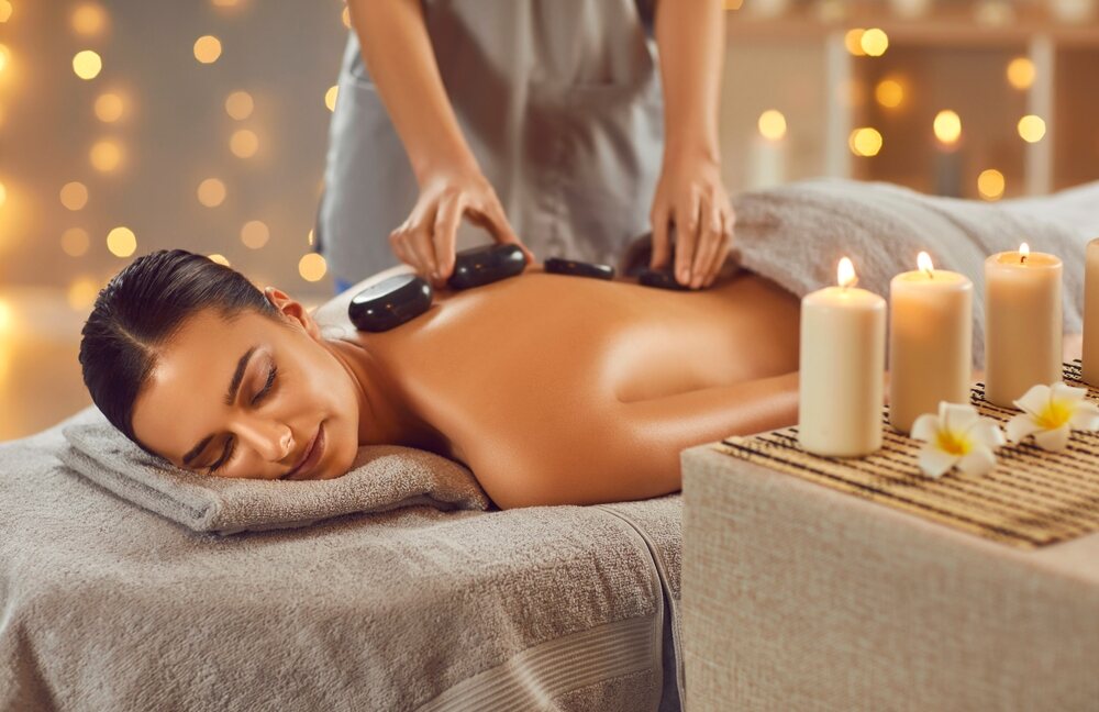 Hot stone treatments relieve stress and tension. 