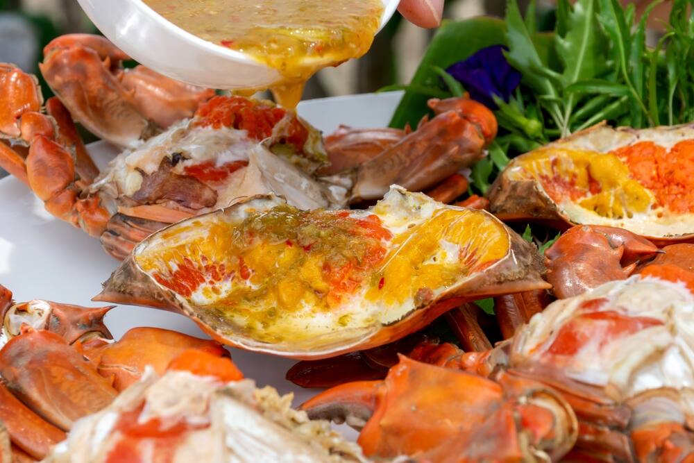 Steamed egg crab served at a restaurant in Patong 