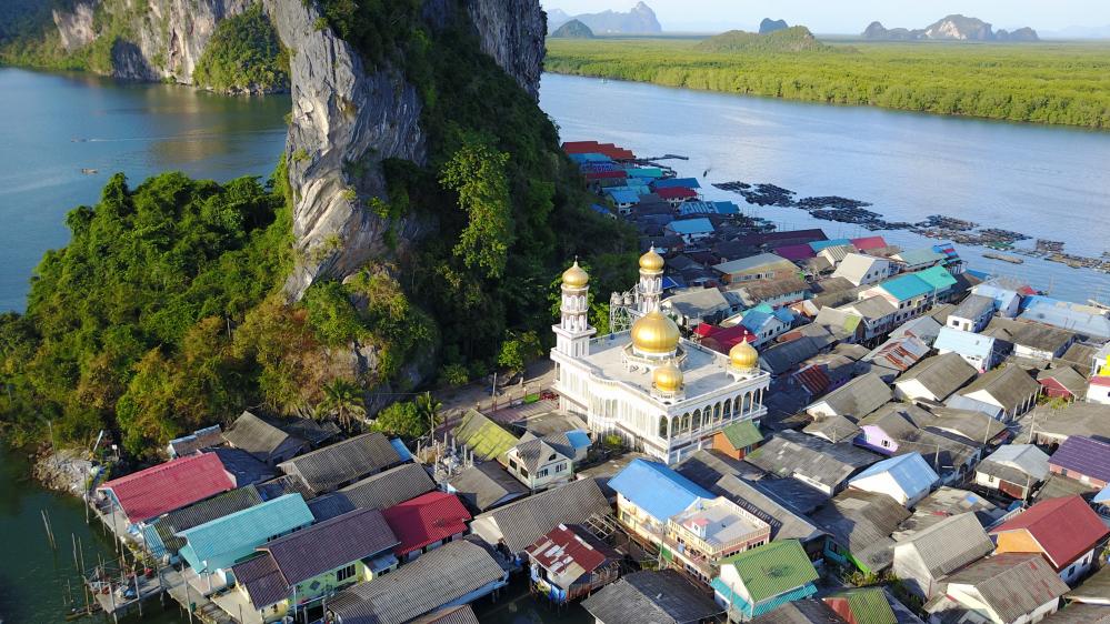 A bird’s eye view of Koh Panyee on Phang Nga Bay