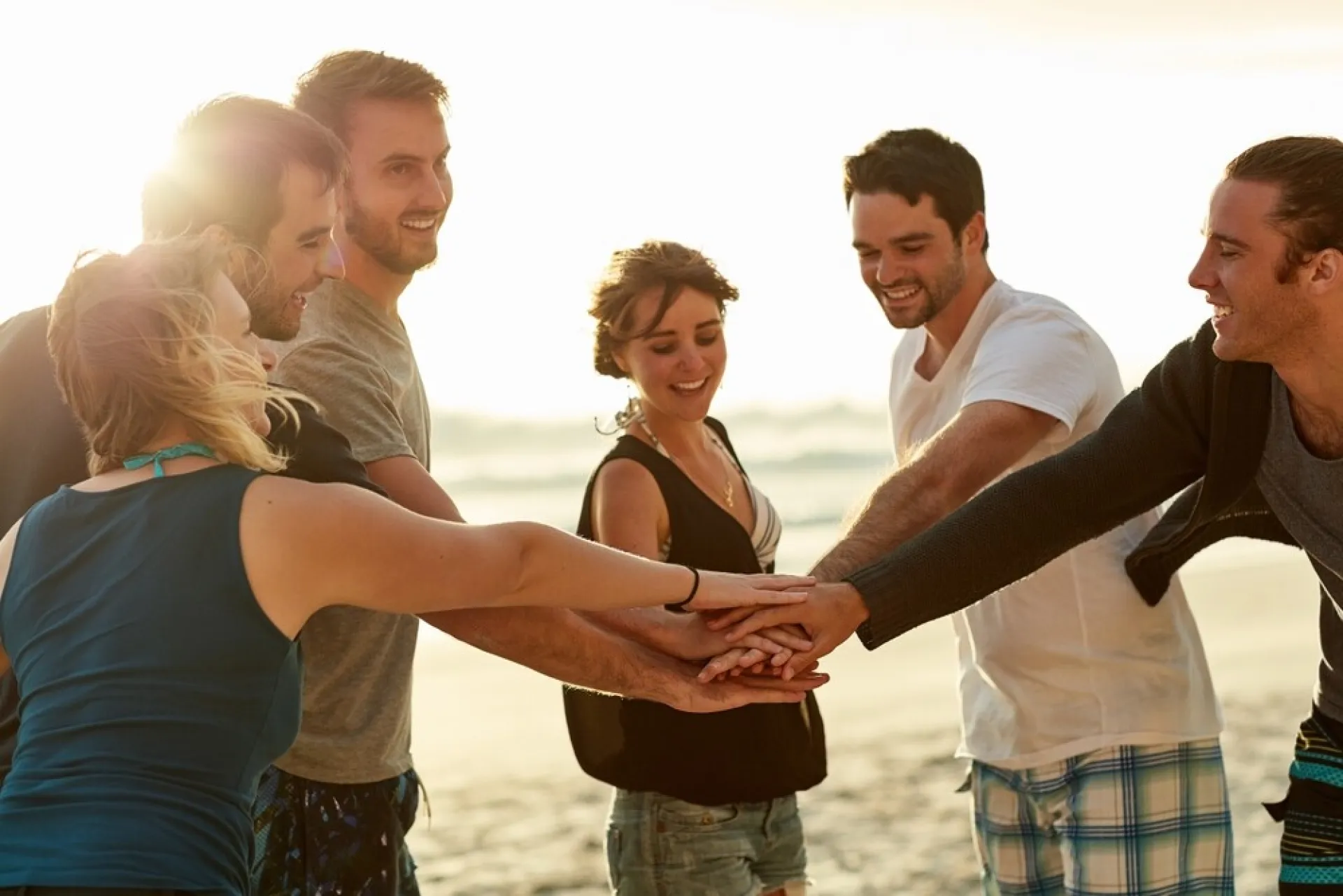 A group participating in team-building activities for work 